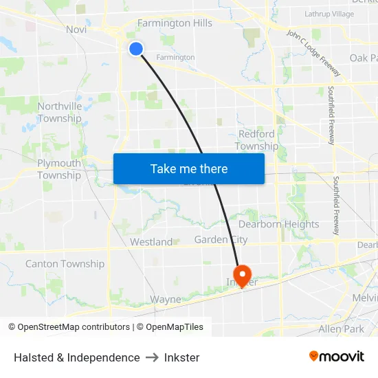 Halsted & Independence to Inkster map