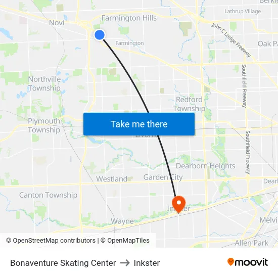 Bonaventure Skating Center to Inkster map