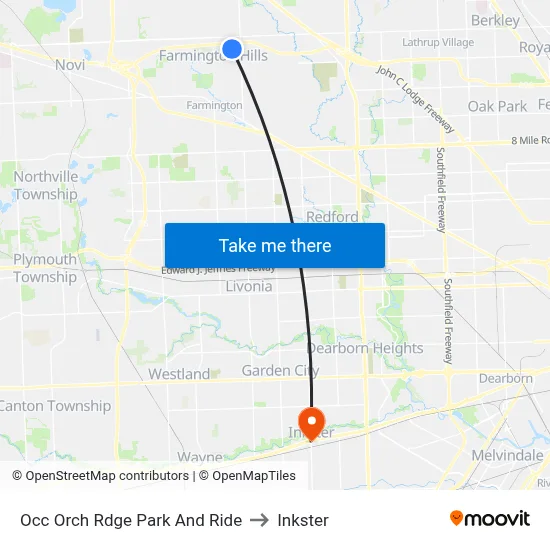 Occ Orch Rdge Park And Ride to Inkster map