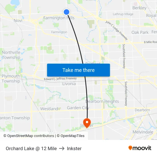 Orchard Lake & 12 Mile to Inkster map