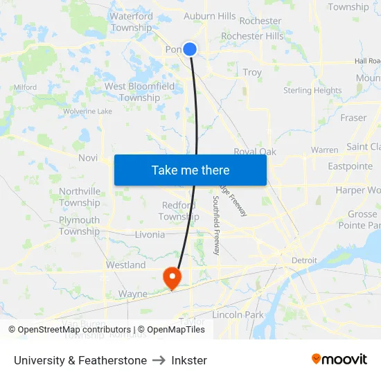 University & Featherstone to Inkster map