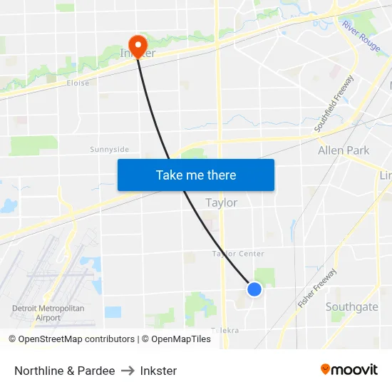 Northline & Pardee to Inkster map