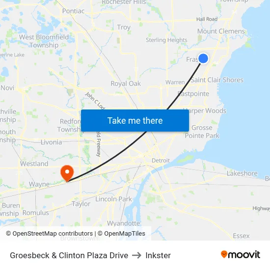 Groesbeck & Clinton Plaza Drive to Inkster map