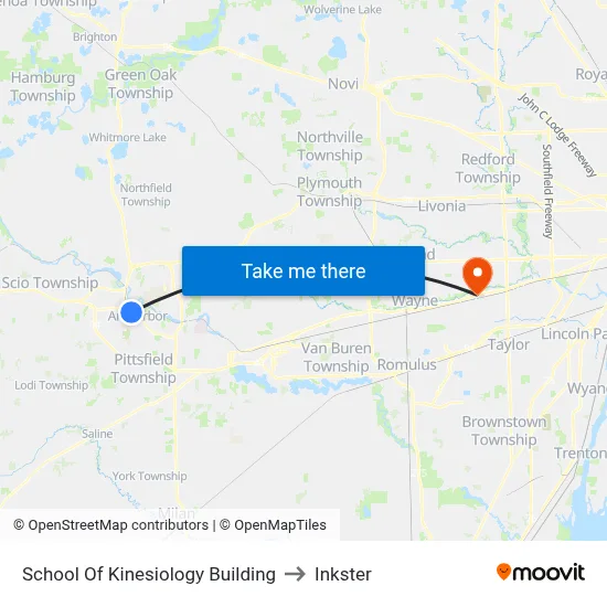 School Of Kinesiology Building to Inkster map
