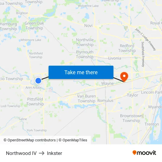 Northwood IV to Inkster map