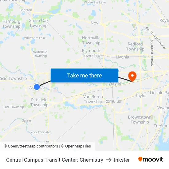Central Campus Transit Center: Chemistry to Inkster map