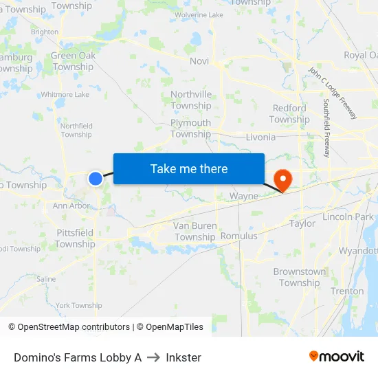 Domino's Farms Lobby A to Inkster map