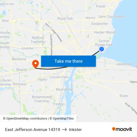 East Jefferson Avenue 14319 to Inkster map