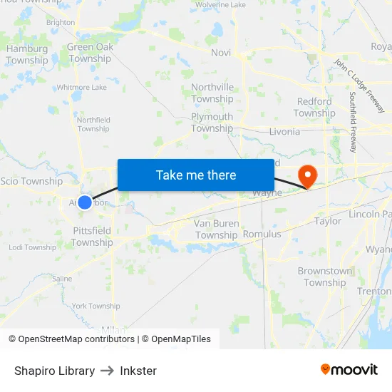 Shapiro Library to Inkster map