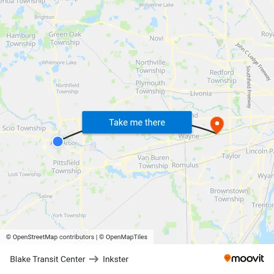 Blake Transit Center to Inkster map