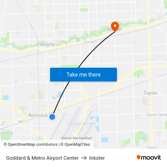 Goddard & Metro Airport Center to Inkster map