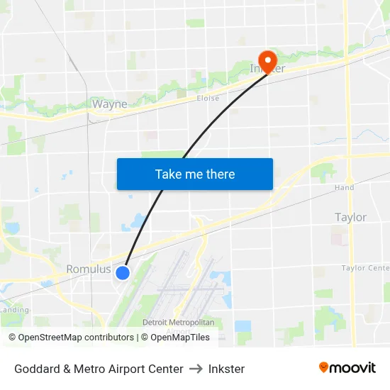Goddard & Metro Airport Center to Inkster map