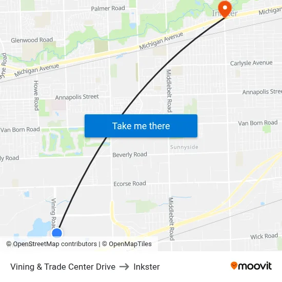 Vining & Trade Center Drive to Inkster map
