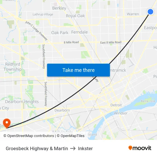 Groesbeck Highway & Martin to Inkster map
