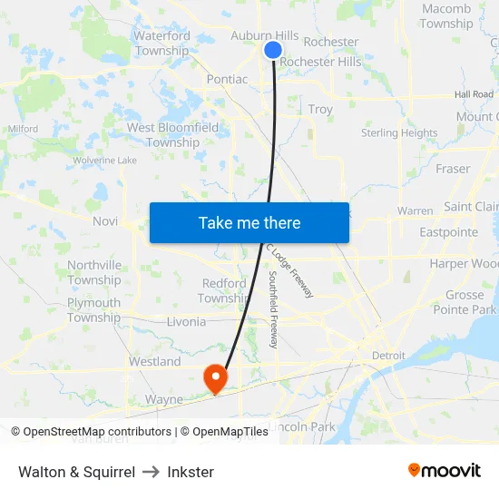 Walton & Squirrel to Inkster map