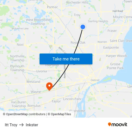 Itt Troy to Inkster map
