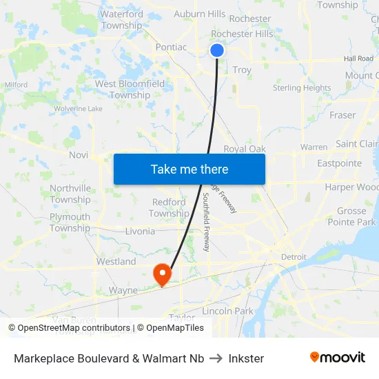 Markeplace Boulevard & Walmart Nb to Inkster map