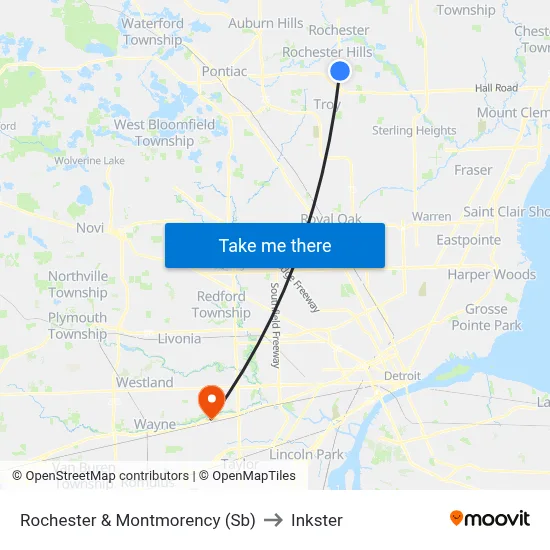 Rochester & Montmorency (Sb) to Inkster map