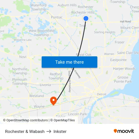 Rochester & Wabash to Inkster map
