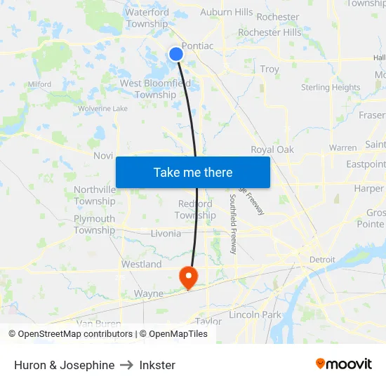 Huron & Josephine to Inkster map