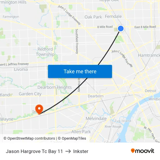 Jason Hargrove Transit Center Bay 11 to Inkster map