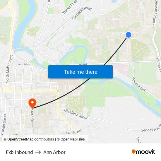 Fxb Inbound to Ann Arbor map