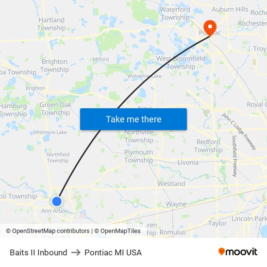 Baits II Inbound to Pontiac MI USA map