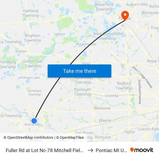Fuller Rd at Lot Nc-78  Mitchell Field (1) to Pontiac MI USA map