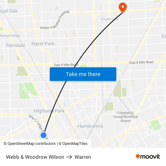 Webb & Woodrow Wilson to Warren map