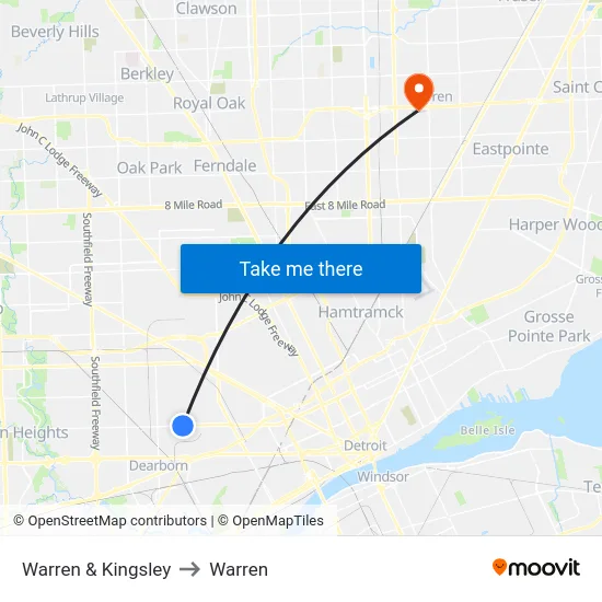 Warren & Kingsley to Warren map