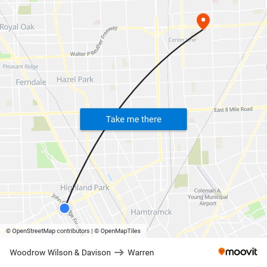 Woodrow Wilson & Davison to Warren map