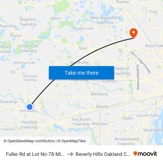 Fuller Rd at Lot Nc-78  Mitchell Field (1) to Beverly Hills Oakland County MI USA map