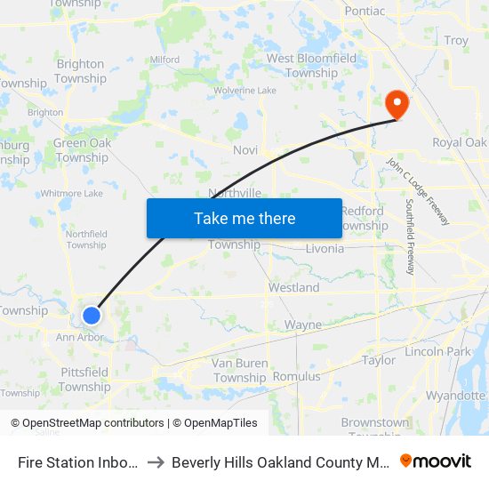 Fire Station Inbound to Beverly Hills Oakland County MI USA map