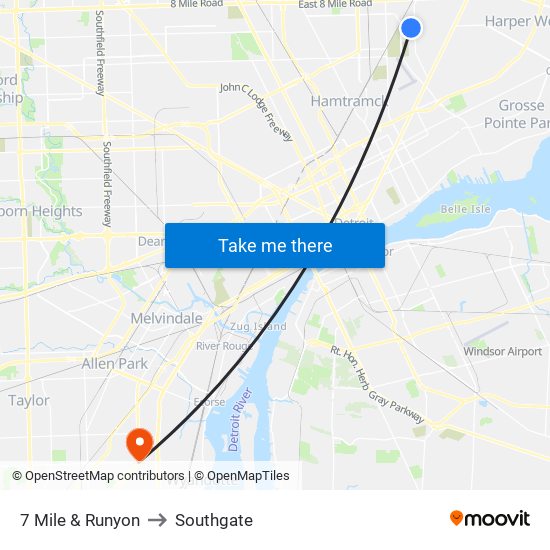 7 Mile & Runyon to Southgate map