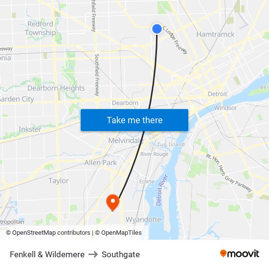 Fenkell & Wildemere to Southgate map