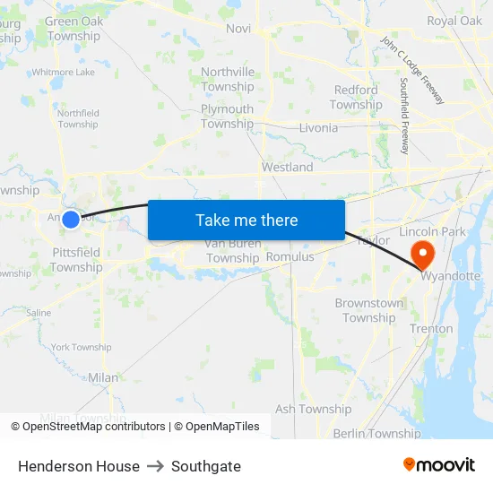 Henderson House to Southgate map