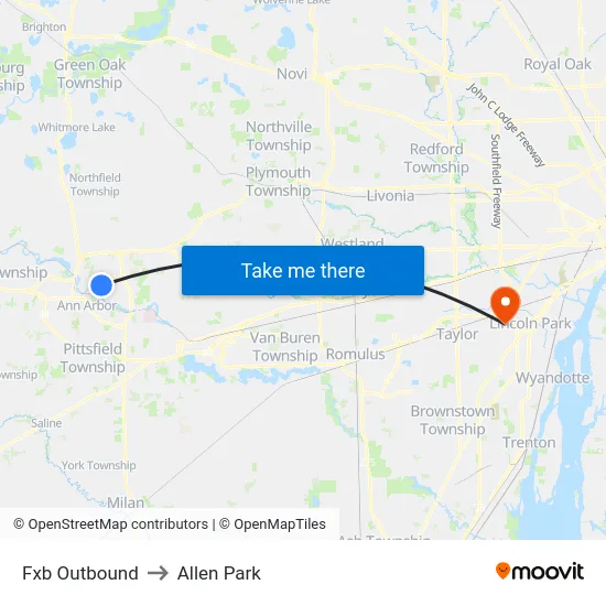 Fxb Outbound to Allen Park map