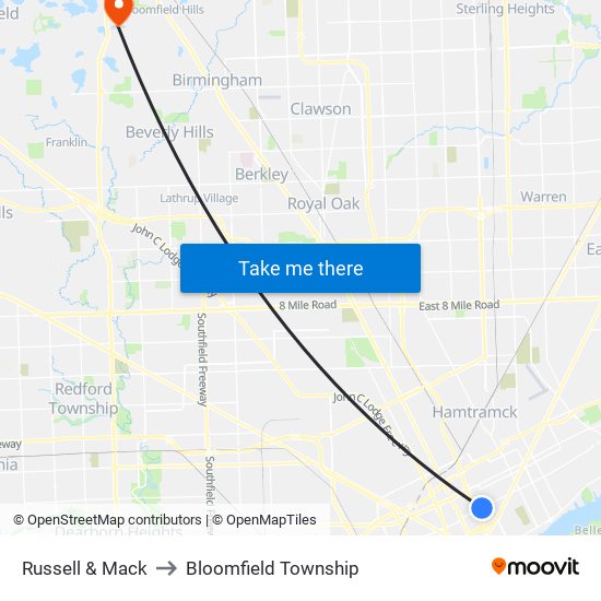 Russell & Mack to Bloomfield Township map