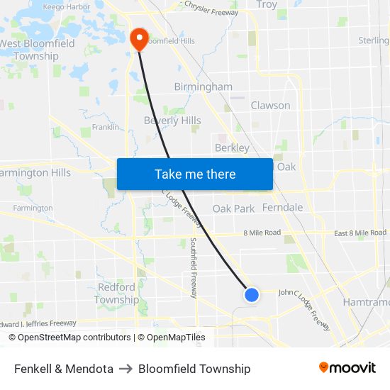 Fenkell & Mendota to Bloomfield Township map