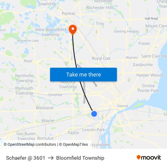 Schaefer @ 3601 to Bloomfield Township map