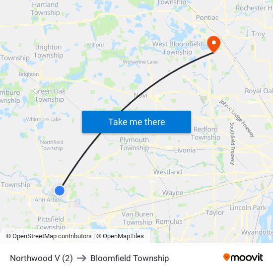 Northwood V (2) to Bloomfield Township map