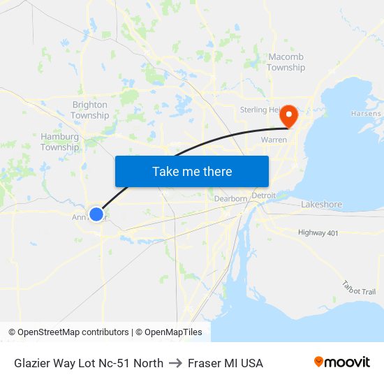 Glazier Way  Lot Nc-51  North to Fraser MI USA map