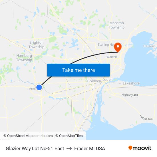 Glazier Way  Lot Nc-51  East to Fraser MI USA map