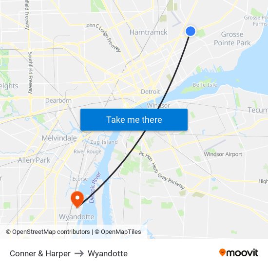 Conner & Harper to Wyandotte map