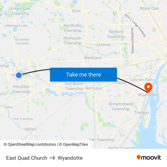 East Quad  Church to Wyandotte map