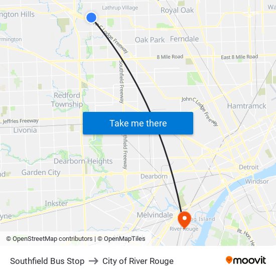 Southfield Bus Stop to City of River Rouge map