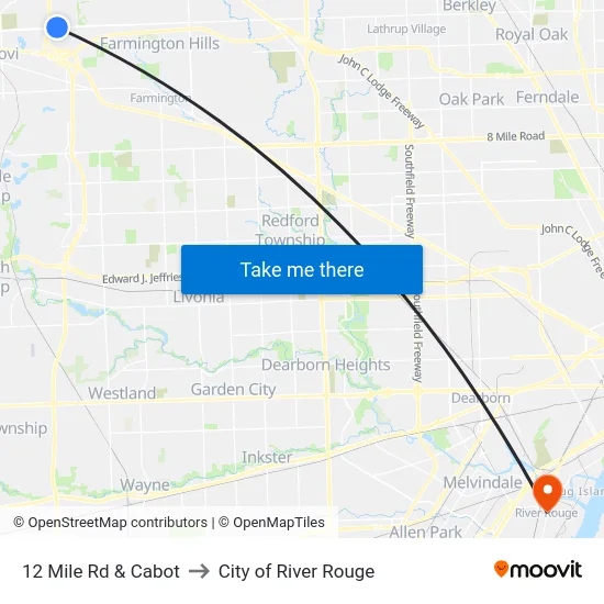 12 Mile Rd & Cabot to City of River Rouge map