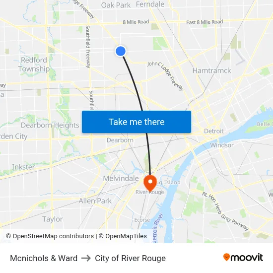 Mcnichols & Ward to City of River Rouge map