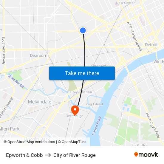 Epworth & Cobb to City of River Rouge map