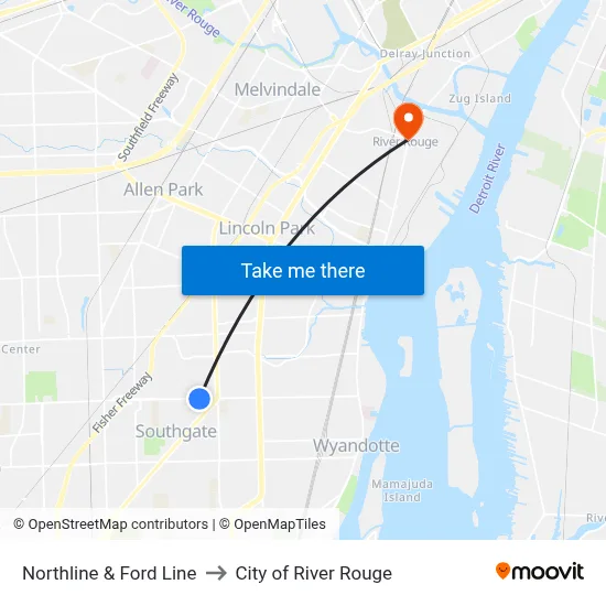 Northline & Ford Line to City of River Rouge map
